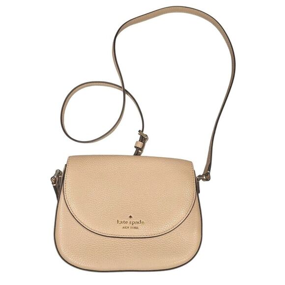 Kate Spade Leila Mini Flap Crossbody Warm Beige Leather, Adjustable Strap | EUC - Picture 2 of 16